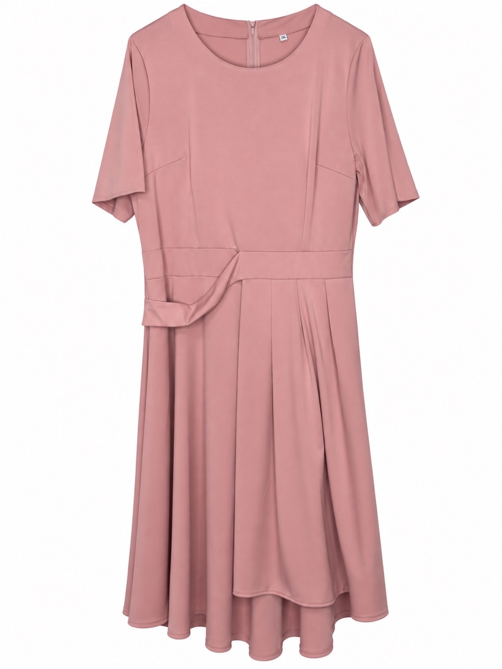 Unbranded Women’s 3XL Fit Flare Midi Dress Tie Waist Elbow Sleeve